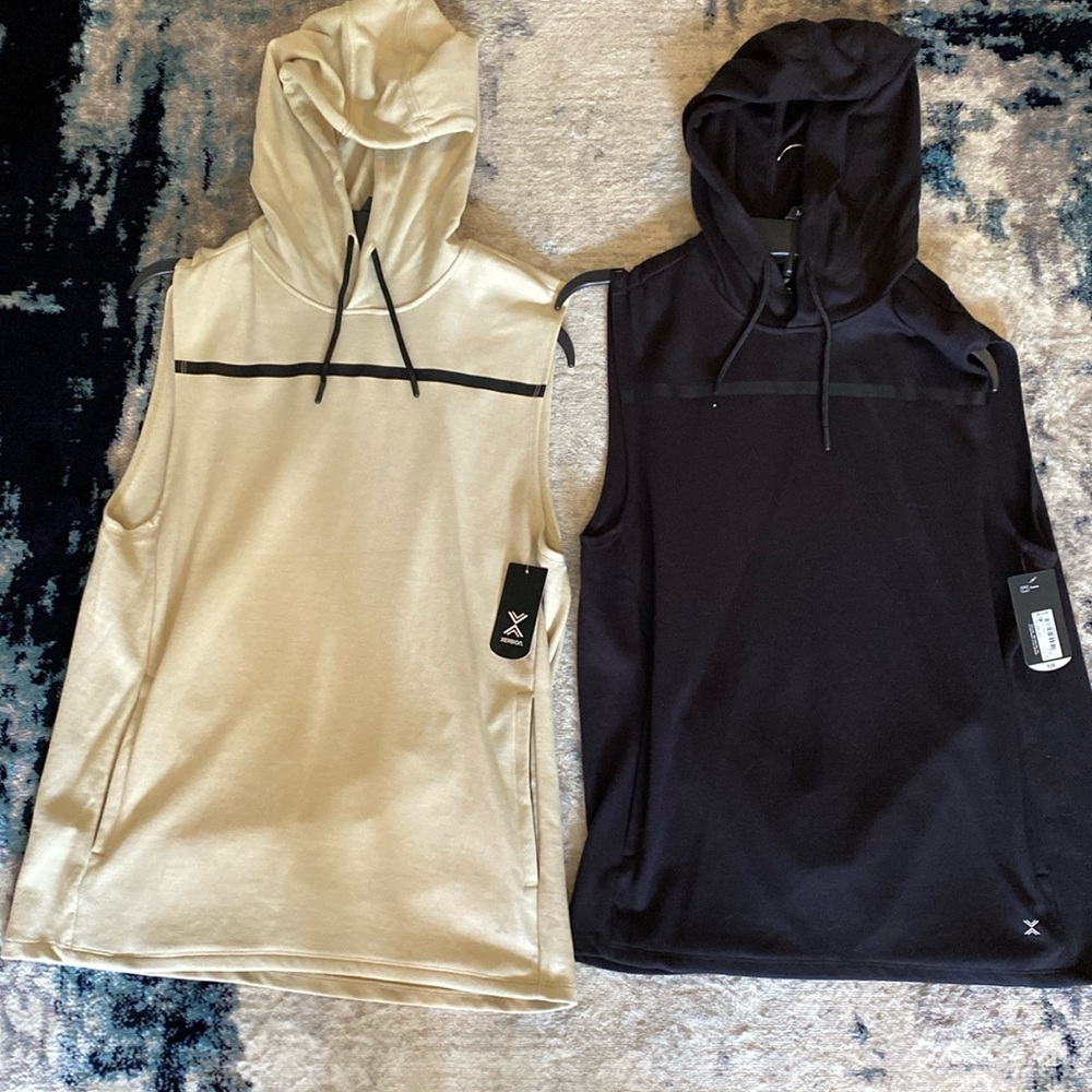 Men's sleeveless hoodies, two!